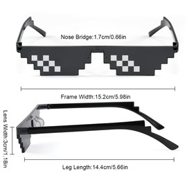 LEEQBCR 1 Piece Mosaic Glasses, MLG Shade Glasses Personality Pixel Bounce Sunglasses for Party Photography Black, black
