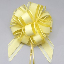 FQTANJU 5 PCS 6 inches Large Pull Bows, Bow for Gift Wrapping, Ribbon Bows for Wedding Christmas Birthday Party Gift Baskets or Valentine's Day Flower Gift Boxes Decoration (Yellow)