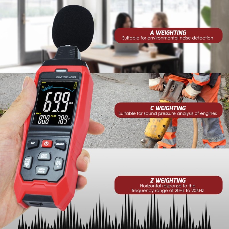 Sound Level Meter Data Logger Decibel Meter with Record Function,