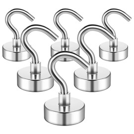 YIAGUN Magnetic Hooks, Strong Neodymium Magnet Hooks, Strong Magnetic Hooks for Fridge, Strong Magnet with Hooks for Hanging, Kitchen, Bathroom, Garage, Grill (6 Pack)