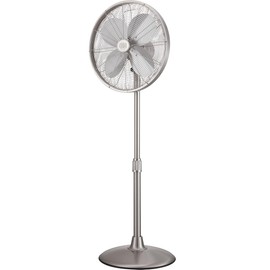 Good Housekeeping 92654-BN All-Metal 16" Retro Living Dining Conference Room Pedestal Stand Fan with Wide Oscillation, 3-Speed Settings & Weighted Base, Brushed Nickel