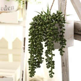 Meiliy 4pcs Artificial Succulent Plants Hanging Succulent Plants Faux Succulents Unpotted Branch String of Pearls Plant for Home Kitchen Office Wedding Garden Craft Art Decor