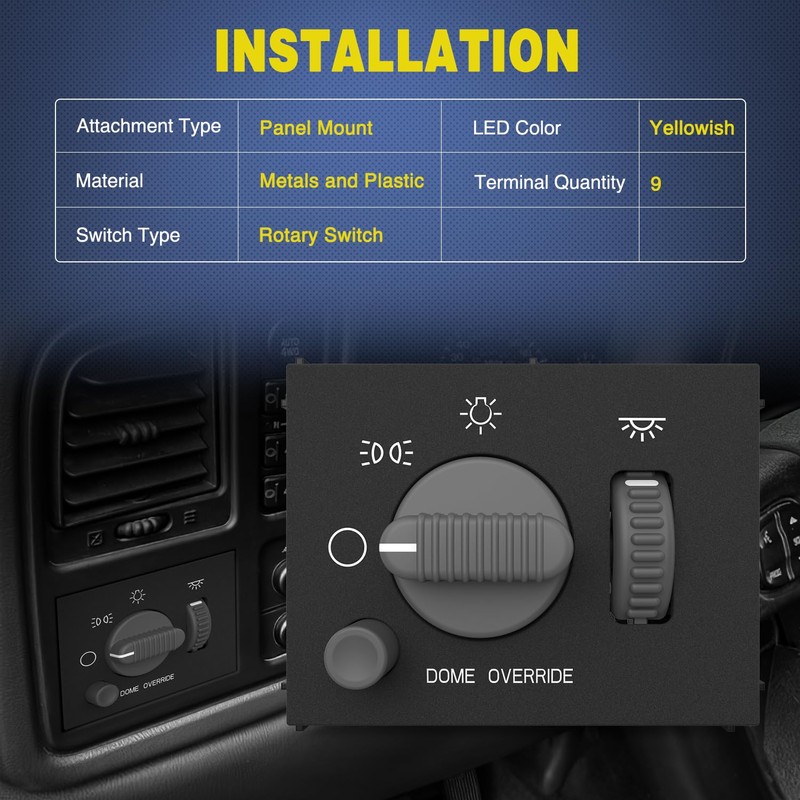 Nilight Headlight Dimmer Switch Compatible with 1999 2000 2001 2002