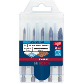 Bosch Professional 5 x Expert HEX-9 HardCeramic Drill Bit for Roof Tiles, Diameter 4-10 mm, Accessories Hammer Drill)