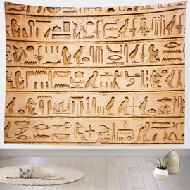 CORFOTO Ancient Egyptian Tapestry Wall Hanging Ancient Egypt Pharaohs Hieroglyphic Carvings Tapestries Wall Decor for Bedroom Living Room Dorm Decor Room Decorations Wall Art 80Wx60H inches Fabric