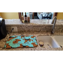 Caroline's Treasures MLM1042DDM Airedale Terrier Dish Drying Mat Absorbent Dish Drying Mat Pad for Kitchen Counter Dish Drainer Mat for Countertop, 14 x 21", Multicolor