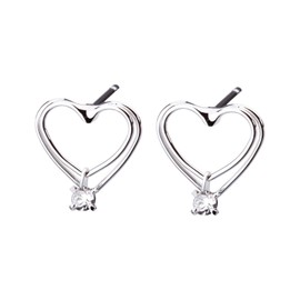 LOKUMI cu-27 Women's Heart Earrings, Hypoallergenic, Bijou, Simple, Small, Small, Petite Studs, Popular, Office, Gift, Nickel-Free, Brass, No Gemstone