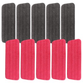 16.5 inch Mop Pads Spray Mop Refills - 10 Pack 13''-15'' Reveal Mop Pad - Microfiber Reusable Washable Flat Replacement Heads for Wet Or Dry Floor Cleaning and Scrubbing - Red & Grey