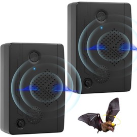 2025 2Pack Ultrasonic Bat Repellent Outdoor for Attic,Bird Deterrent Devices Indoor Getting Rid of Bats Keep Away from Porch,Upgraded Rechargeable Plug in Bat Reject Repelling System