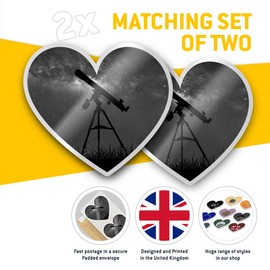 2 x 7.5cm Heart Stickers - Telescope Night Sky Astronomy Space Decals 41196