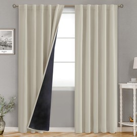 BGment 100% Room Darkening Thermal Insulated Blackout Curtains 84 Inches Long with Liner, Rod Pocket and Back Tab Double Layer Noise Reduce Curtains for Bedroom (42 x 84 Inch, 2 Panels, Cashmere)