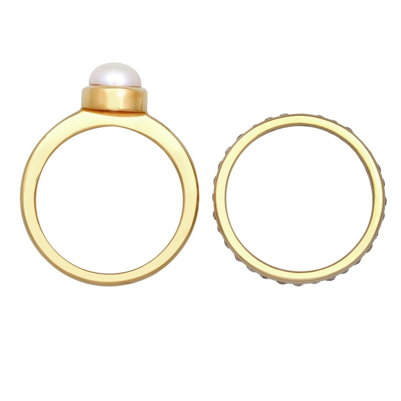 0610381521 Women's Ring Set of 2 Gold-Plated 925 Sterling Silver