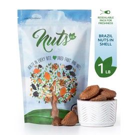 NUTS U.S. – Brazil Nuts In Shell | No Added Colors and No Artificial Flavors | Non-GMO and Natural | Fresh Buttery Taste and Raw | Pasteurized and Polished Brazil Nuts Packed In Resealable Bags!!! (1 LB)
