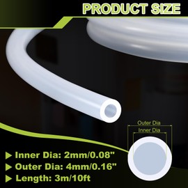 METALLIXITY Silicon Tubing(2mm ID x 4mm OD x 3 m), Pure Silicone Hoses High Temp - for Printer, Hot Water Dispenser, Engine, Brewing, Fish Tank Air Pump, Pump Transfer, Clear