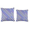 Vintage Americana Retro Checkerboard Mixed Blue Checkered Throw Pillow