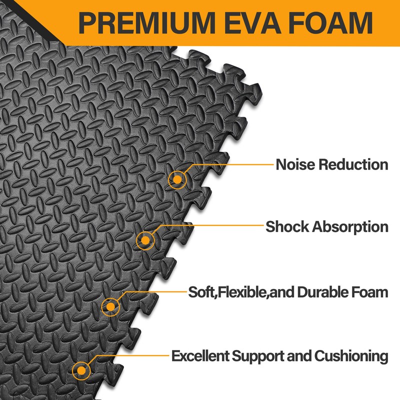 SEGAWE Puzzle Exercise Mat Interlocking Foam Gym Flooring Mat 24