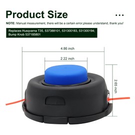 Brlyeeanze T35 Trimmer Head for Husquvarna 123L 225L 232L 322L 323L 324Lx 325L 325Lx 326L 326Lx 326LDx 322R 323R String Trimmer Replacement 537388101 531300183 Brushcutter Weed Eater