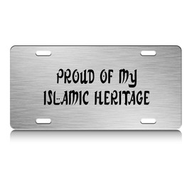 Press Fans - Proud of My Islamic Heritage Muslim Islamic S.Steel Car SUV Truck License Plate Decorative Tag Chrome-D#z28