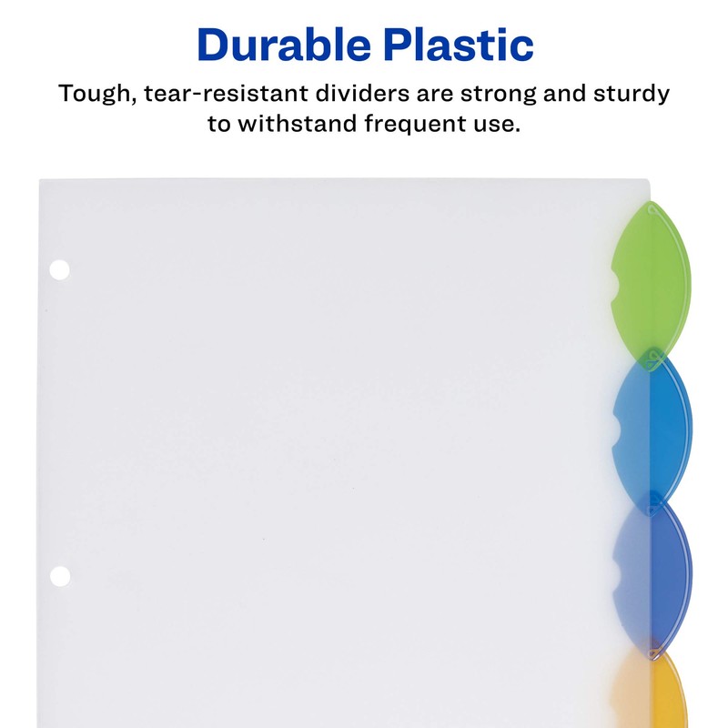 Avery 11200 Insertable Style Edge Tab Plastic Dividers, 5-Tab, Letter
