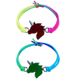 Mood Bracelet Girls with Unicorn, Pack of 2 Rainbow Colours Unicorn Bracelet Children Girls Gifts, Small Gifts for Children Advent Calendar Filling Children Unicorn Gifts for Girls, Plastic