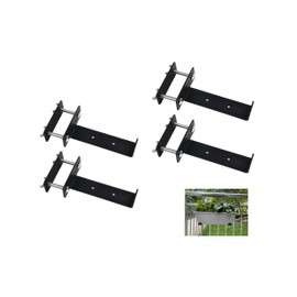 Deck Railing Planter Box Brackets, Deck and Fence Rail Universal Planter Box Outdoor Hanging Brackets, Window Box Brackets, Fence Flower Box Brackets, Heavy Duty Iron (4 Pack 6" Black)