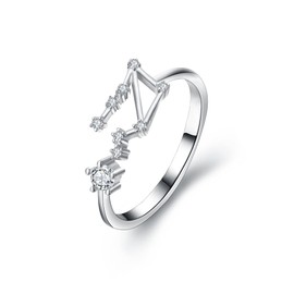 Clearine 12 Constellation Zodiac Cubic Zirconia Adjustable Ring for Women -Libra Horoscope Stars Astrology