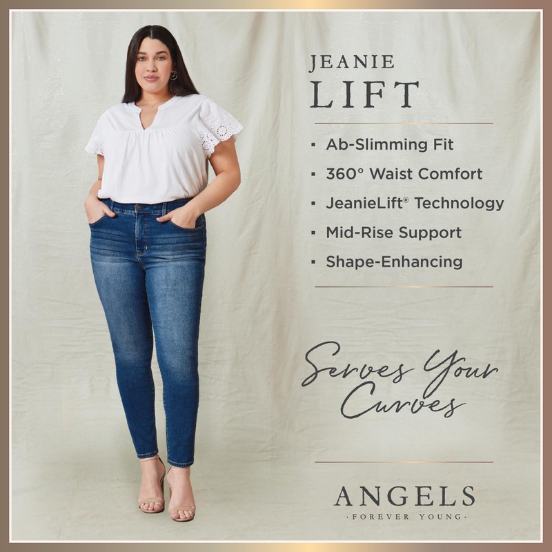 Angels Forever Young Jeanie Lift Mid Rise Jeans for Women,