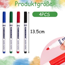 Nurila 4 Textilstifte Waschmaschinenfest, Textilstifte Grün, Blau, Rot und Schwarz, Stoffmalstifte Waschfest, Textilmarker Ölbeständig für T-shirt, Stoffbeutel, Segeltuchschuhe, Hüte, Einkaufstasche