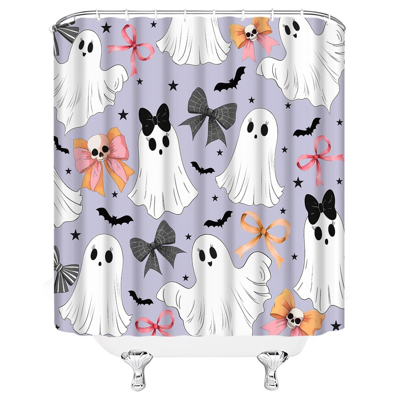 NYCCSM Halloween Bow Ghost Shower Curtain Hooks,71W x71H