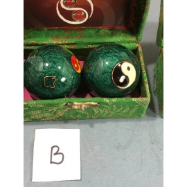Vintage Chinese Boading Yin Yang Stress/Health Hand Exercise Sound Balls in Box