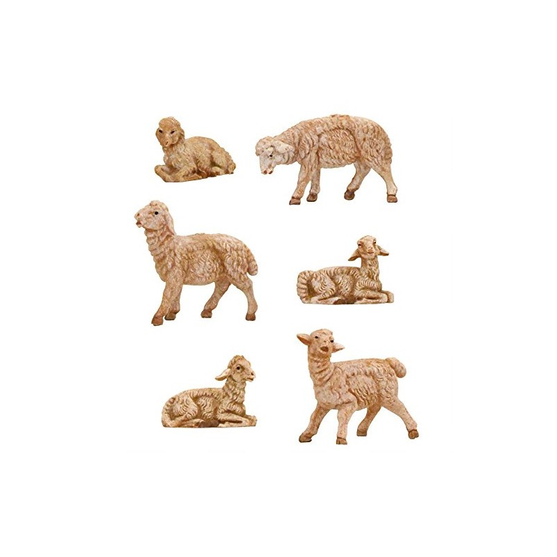 Roman Fontanini 6 Piece Sheep Figurines, 3.5 Inch Scale