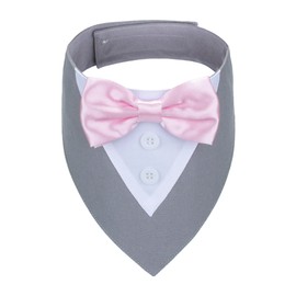 ADOGGYGO Formal Dog Tuxedo Wedding Dog Bandana Dog Wedding Tux with Bowtie Dog Birthday Costume Adjustable Dog Formal Outfit for X-Small Dogs Cats Pets (XS, Grey)