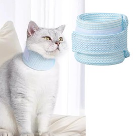 Cat Neck Brace Cover - Breathable & Adjustable Elizabethan Collar for Post-Surgery Recovery Anti-Scratch Anti-Lick Protection, Cervical Cone for Small Medium Large Dogs Puppies Kittens (Large,Blue)