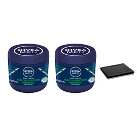 NIVEA Men Max Hydration Body Cream 13.5 oz – 3-in-1 Moisturizer for Body, Face & Hands – Long-Lasting Hydration for Normal Skin – Fast-Absorbing, Non-Greasy Lotion, Pack of 2, Includes Cleaning Cloth