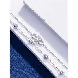 Wildari Infinity Heart June Birthstone Charm Link Anklets for Women 925 Sterling Silver Adjustable Anniversary Birthday Gifts Mother's Day Jewelry Gift for Mom Women Wife Her Friends