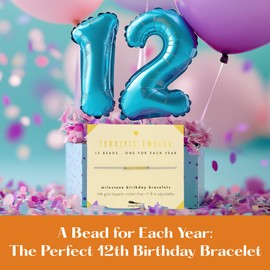 Lucky Feather Milestone Birthday Gifts - 14K Gold Dipped Beads Bracelet on Adjustable 7”- 8” Cord - Gifts