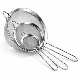 3-Piece Fine Mesh Stainless Steel Strainer Set for Kitchen Use – Versatile Handheld Sieves for Baking, Tea & Everyday Food Prep