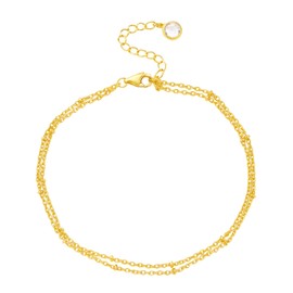 Gold & Silver Ankle Bracelets for Women – Dainty 14K Plated Waterproof Anklet, Layered Non-Tarnish Beach Jewelry, Adjustable Summer Gifts with Pearl, Heart & Butterfly Charms