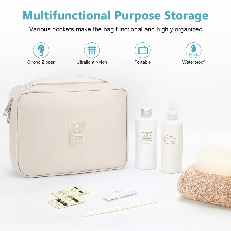 Mossio Hanging Toiletry Bag with Sturdy Hook - Large Portable