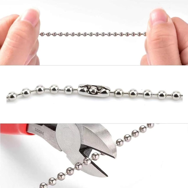2 Pack Silver Ceiling Fan Pull Chain 3.3 Feet Metal
