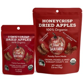 Sauk Farm Honeycrisp Dried Apple Slices 2.6oz – Made from 100% Organic Regeneratively Grown Apples – USDA Certified, No Sugar Added, Gluten-Free, Dairy-Free, Vegan – From Skagit Valley, Washington