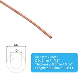 PATIKIL 1/24" ID 1/12" OD 0.02" Thick Copper Pipe, 3.28 Ft Coolant Line Coil Seamless Round Tube for HVAC Industry Jewelry Crafts