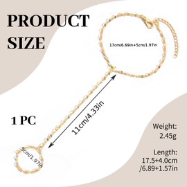 Calkkrer Golden Hand Chain Bracelet and Finger Ring, Hand Chain Bracelet Gold, Elegant Hand Jewellery with Ring Connected, Gold Bracelet Chain Hand, Trendy Cuff Bracelets