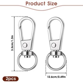 2 Pcs Silver Metal Lobster Claw Clasps Swivel Snap Hook Clasps Key Chain Hooks Lanyard Clasp Key Chain Clips DIY Claw Clasps for Jewelry Purse Jewelry Making Bags Keychain Connector Art Crafts