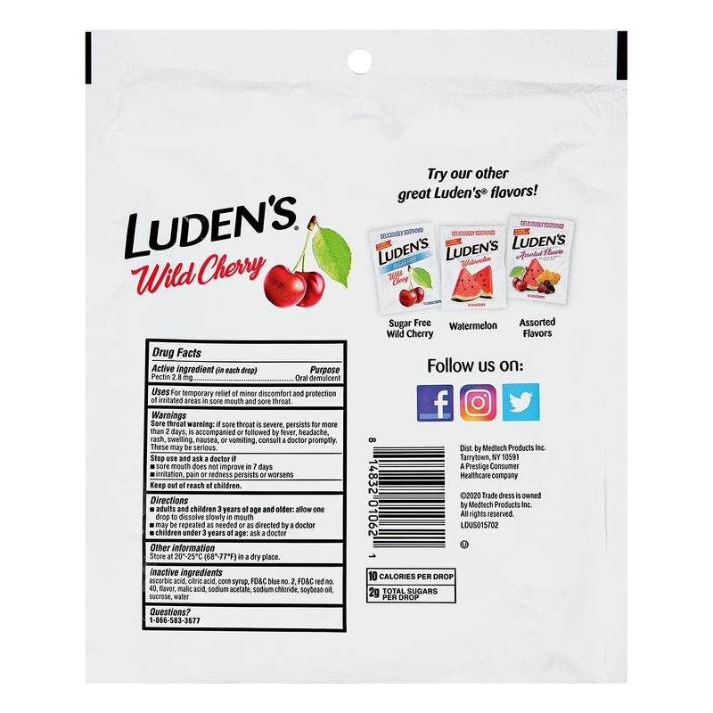 Ludens Throat Drops, Wild Cherry, 90 Count (Pack of 2)
