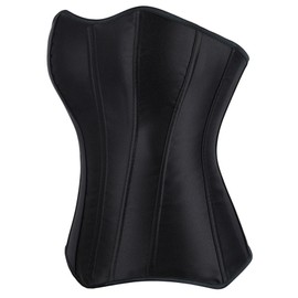 VEENDEO Women's Princess Renaissance Corset Floral Ruched Sleeves Elegant Costume Overbust Waist Cincher Bustier Black M