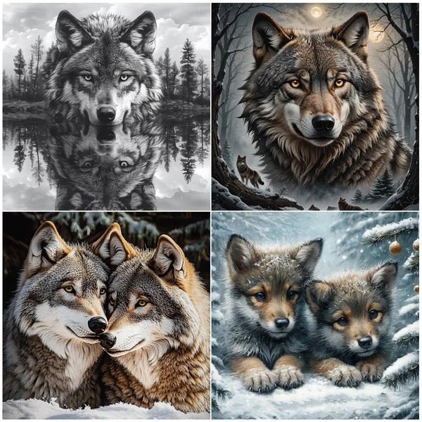 4PCS 11CT Stamped Cross Stitch Kits for Beginners Full Range