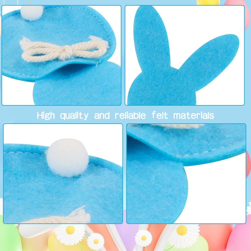 SilverChry 12 Pieces Cutlery Holder Easter Bunny Cutlery Bag Felt