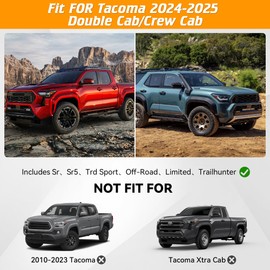 Glossy Interior Trim Covers Sets Fit for 2024 2025 Toyota Tacoma Double Cab Crew Cab, Glossy Carbon Fiber Trim Kits, Position List: Steering Wheel, Window Switch, Center Console Panel Cover Cup Holder