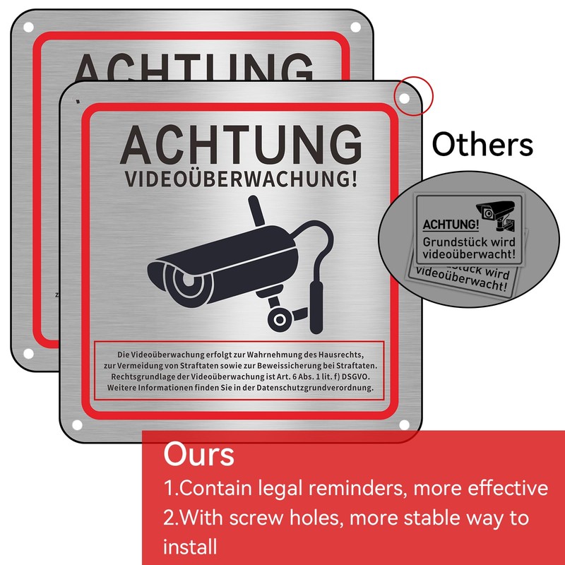 Video Surveillance Sign, Pack of 2, Private Property, 15 x